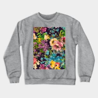 Vintage floral garden, shabby chic, vintage botanical, flowers illustration, black vintage floral pattern Crewneck Sweatshirt